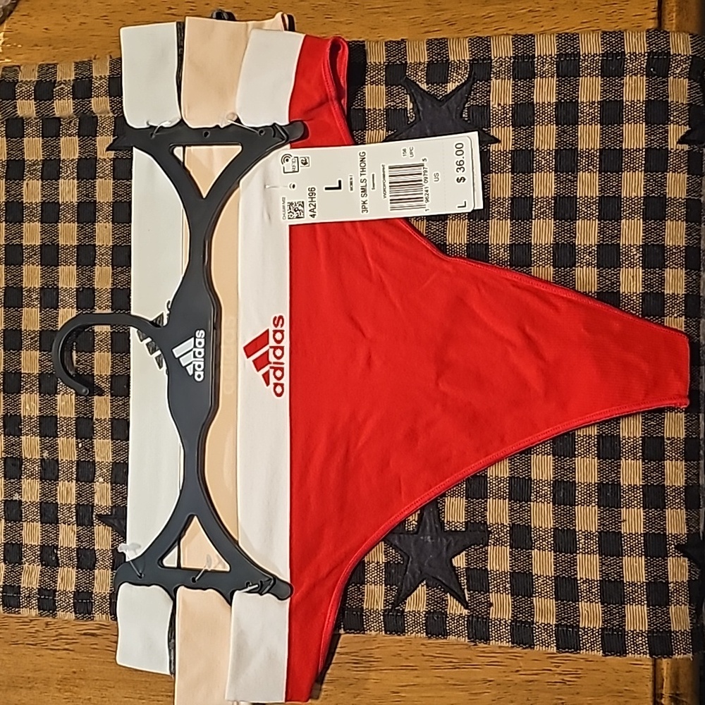 Adidas womens large 3 pk thongs